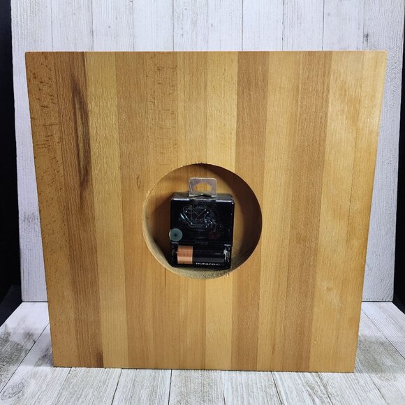 Vtg Kienzle Wooden Wall Clock Square Butcher Block MCM Design Tested Working! - Picture 4 of 7
